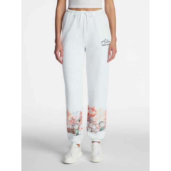 Peanuts Women's Screenprint Drawstring Fleece Joggers, Sizes XXS-4X