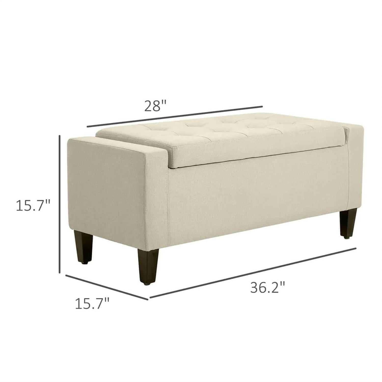 Demi Bonn 36" Upholstered Ottoman Bench, Button Tufted Storage Ottoman with Hidden Compartment, Lift-Top Ottoman for Living Room, Beige