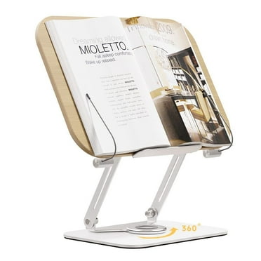 BISOFICE Book Stand for Reading, Adjustable Book Holder with 360° Rotating Base, Portable Foldable Desktop Riser for Laptop, Recipe, Textbook,Cookbook Stand