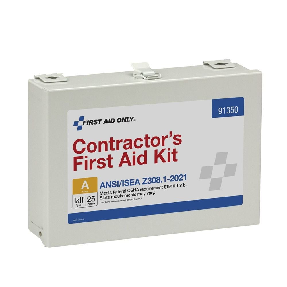 First Aid Only First Aid Kit 25 Person Contractor Metal Portable