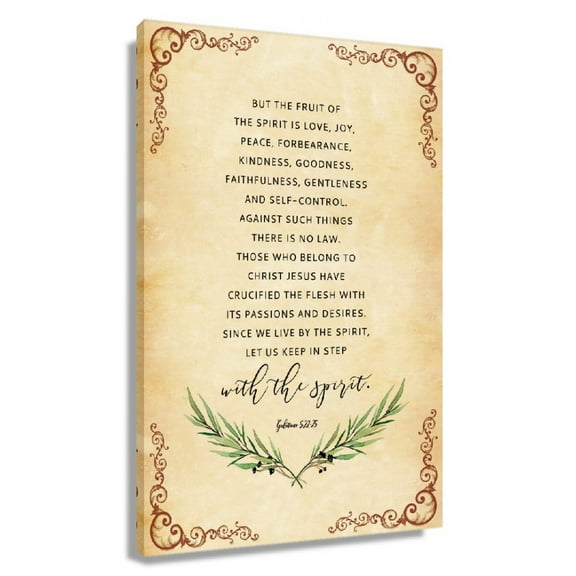 Galatians 5 22-25 Bible Verse Wall Art Leaves Plant Posters For Bathroom Giclee Canvas Painting For Bedroom Unframed 12x18 in
