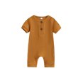thumbnail image 2 of Caoirhny Newborn Baby Short Sleeve Romper Knit Ribbed Solid Color Cotton Jumpsuits One Piece O-Neck Button Pajamas Playsuit, 2 of 8
