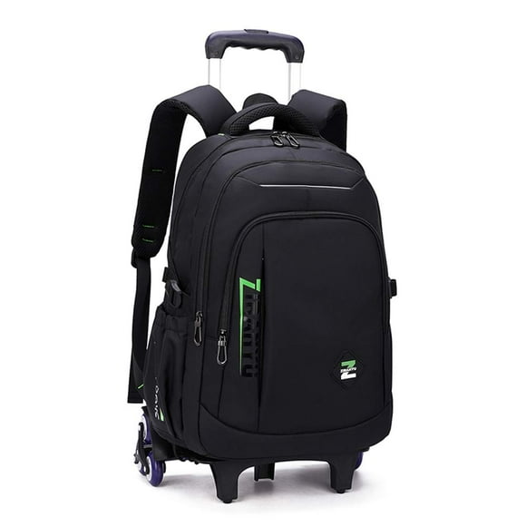 VIDOSCLA Black Kids Boys Rolling Backpack Teens Carry-on Luggage with Wheels Trolly BookBag for School-6 Wheels