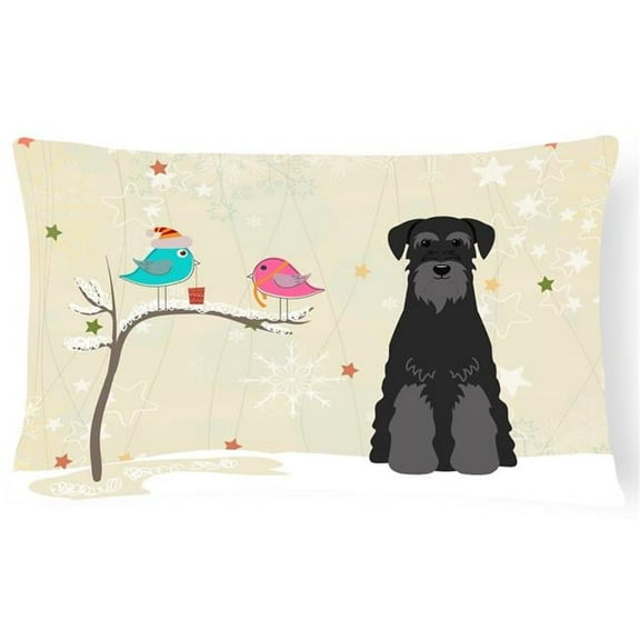 Christmas Presents Between Friends Standard Schnauzer Black Canvas Fabric Decorative Pillow