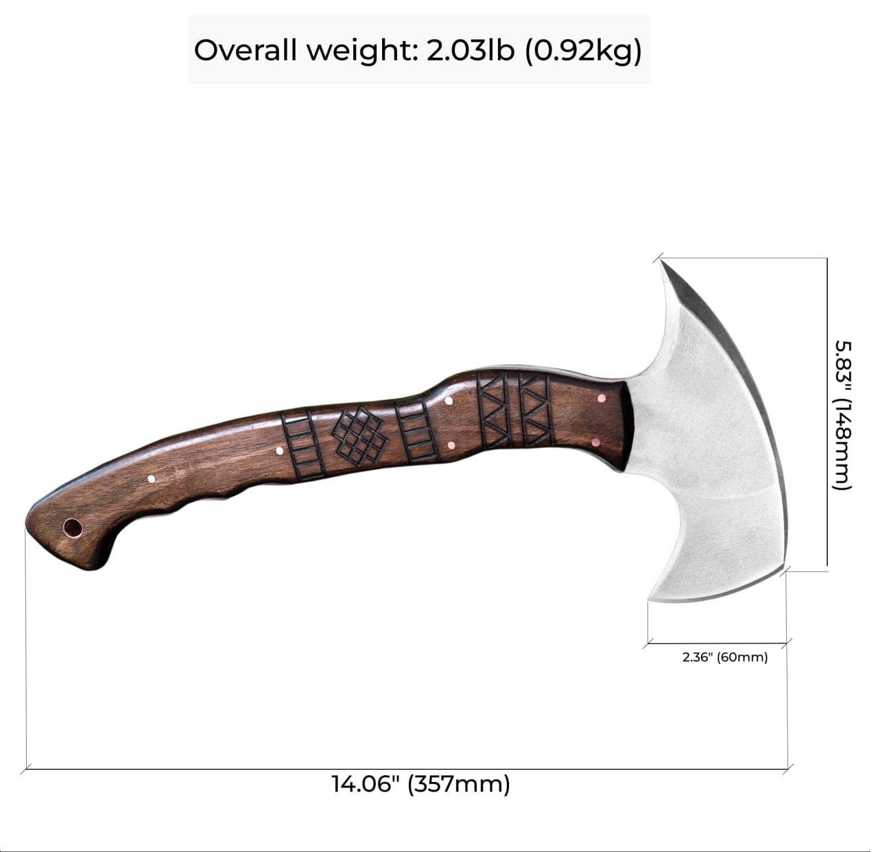 Engraved Camping Axe "Nanook" w/ Leather sheath, Camp Hatchet 13.77"