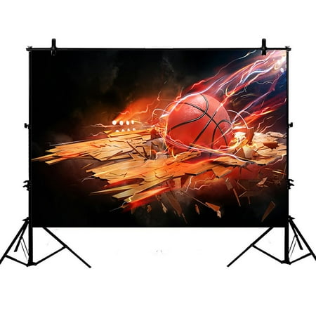 Image of ZKGK 7x5ft Fire Basketball Art Polyester Photography Backdrop For Studio Prop Photo Background