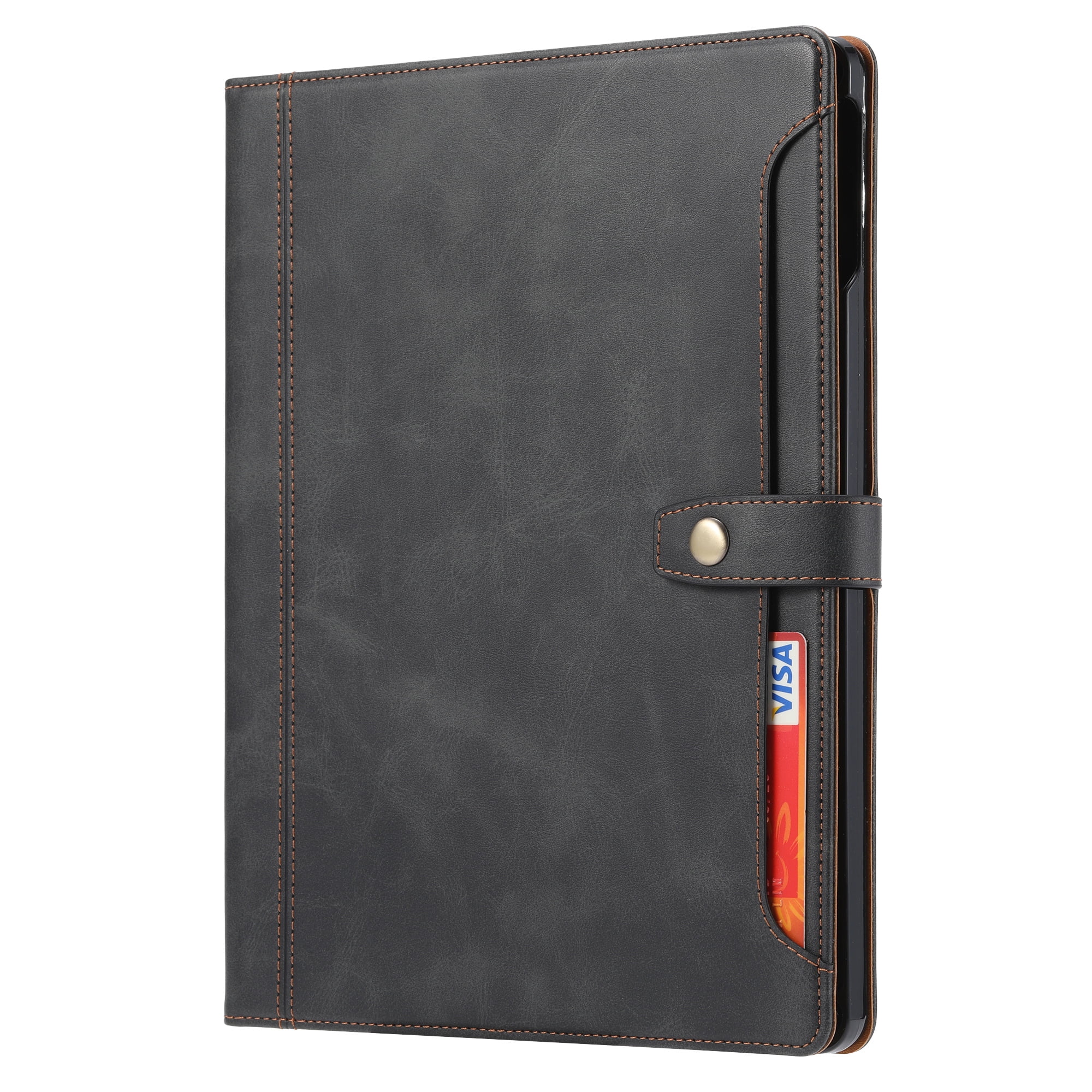 TECH CIRCLE Leather Case for (2022/2021/2020/2018) Apple 12.9-inch iPad Pro (6th/5th/4th/3rd Generation) - Smart Stand Case with Pencil Holder & Card Slots, Black