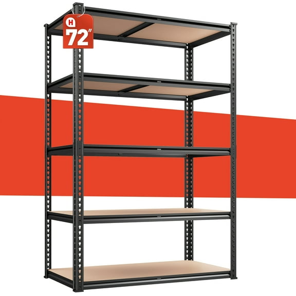 2000LBS Heavy Duty 5-Tier Garage Shelving Unit, 72"H x 35.5"W x 15.8"D Adjustable Metal Storage Rack for Basement, Pantry, Closet - Black