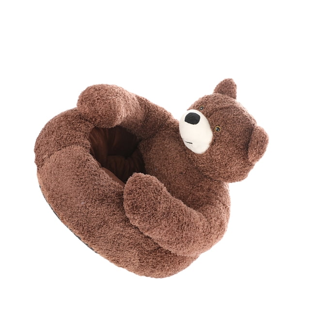 Billuyoard Cama semicerrada para mascotas, sofá, oso, abrazo, tela suave, resistente al agua y antideslizante, abrazo, gato, dormir, esterilla Suministros para perros café S (diámetro 46 cm)