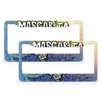 Margarita License Plate Frame 2 PCS Vintage Cocktails Auto Car Accessories Tag for Women Men Auto Decoration Hardware 2 Hole Metal License Plate Cover
