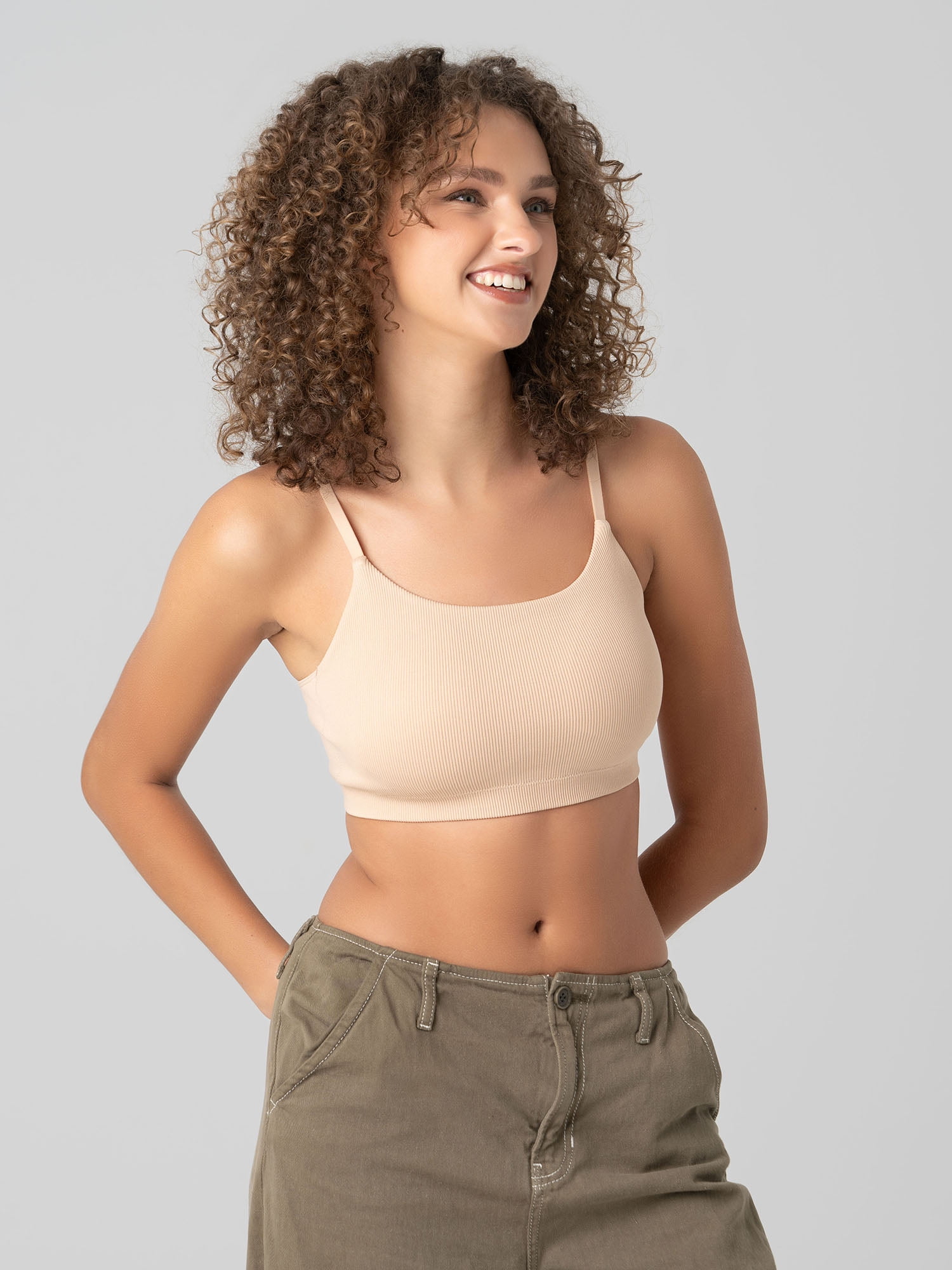 No Boundaries Seamless Ribbed Cami Bralette, Women’s and Women’s Plus, Sizes XS-3XL