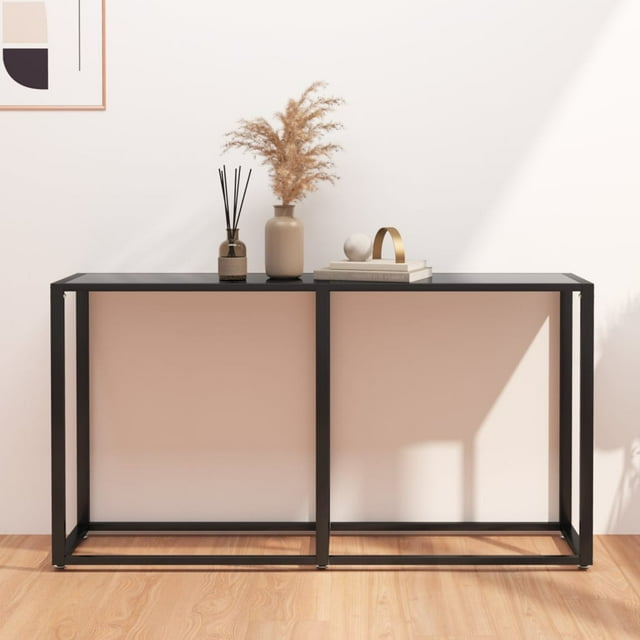 vidaXL Table Console Noire 140x35x75,5cm Verre Trempé