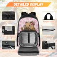 thumbnail image 2 of Yspwyqan School Backpack Set for Girls, Pink Bow Reading Capybara 4Pcs Backpack Set with Lunch Box, Double Zipper Front Pocket Trendy Purse for Back to School, 2 of 7