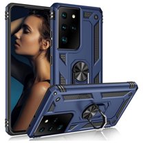 Samsung Galaxy S21 Ultra 5G Case, Dteck Hybrid Rugged Shockproof Case with 360 Degree Rotation Ring Holder Finger Kickstand for Samsung Galaxy S21 Ultra, Blue