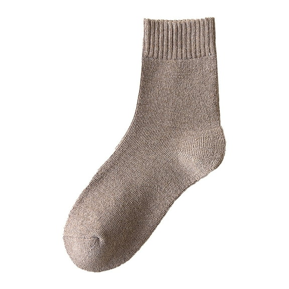 OOOUM Thick Crew Socks For Women Warm Knit Mid Calf Socks Vintage Winner Ankle Socks Brown