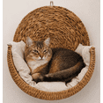 thumbnail image 6 of Handwoven Cat Beds, Wall Mounted Water Hyacinth Cat Perch with Removable Soft Cushion for Indoor Cats, 6 of 6