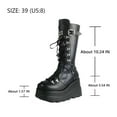 thumbnail image 3 of Gothic Punk Platform Motorcycle Boots for Women Lace-Up and Zipper Round Toe Combat Boot High Platform Mid Calf Wedges Chunky High Heel Boots, 3 of 6