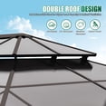 thumbnail image 6 of Clouddwell 10'x14' Hardtop Gazebo - Polycarbonate Double Roof with Netting & Curtains for Patio, Garden Sun Protection,Brown, 6 of 8
