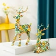 thumbnail image 4 of Reindeer Christmas Decor, Resin Christmas Reindeer Figurine, Gold/Multicolor Decorative Reindeer Statue for Home Tabletop Holiday Display 7.6"x6.8"x3.7", 4 of 4