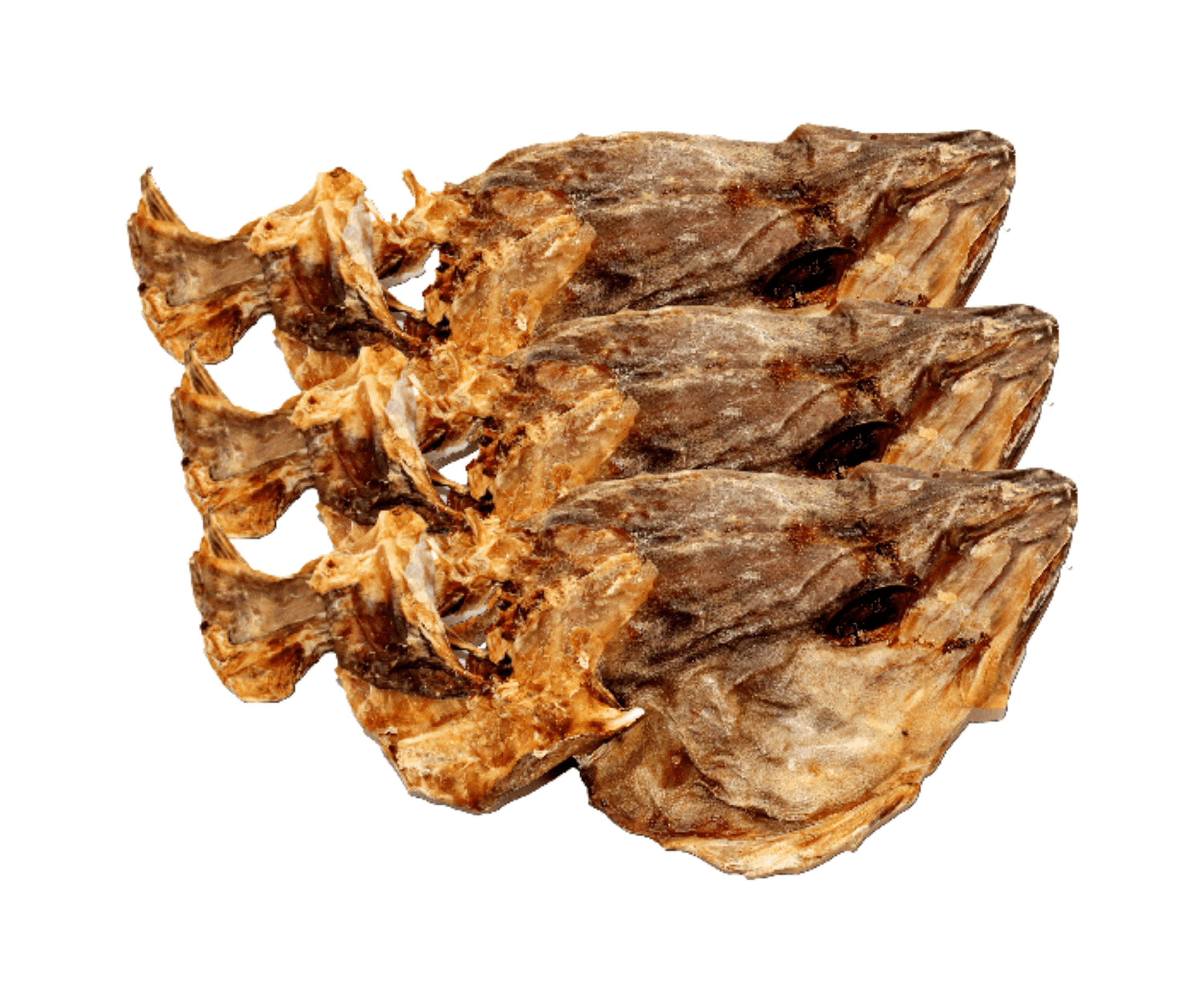 Stock Fish Head Cod with Ears (3 Heads 1.5LB) ( It include both big, medium, and Small in a Pack ) ( Already beaten to softened the separation while cooking )