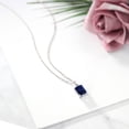 thumbnail image 5 of Gem Stone King 925 Sterling Silver Blue Sapphire and White Diamond Pendant Necklace for Women | 2.48 Cttw | Gemstone September Birthstone | Emerald Cut 9X7MM | With 18 inch Silver Chain, 5 of 5