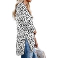 thumbnail image 4 of Mujer Tops Manga Larga Con Cuello En V Ropa De Niña Cremallera Lateral Dividida Suéter Femenino Casual Suelto, Blanco, S Yuarrent AP003996-13, 4 of 5