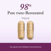 Reserveage, Resveratrol 1000 mg, Antioxidant Supplement for Heart and Immune Health, Supports Healthy Aging, Paleo, Keto, 60 Capsules