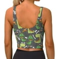 thumbnail image 4 of Uemuo Cartoon Dinosaurs (2) Pattern Women's Sports Bra - High Impact Support, Breathable, and Comfortable Athletic Bra for Running, Yoga, and Workouts, 4 of 9