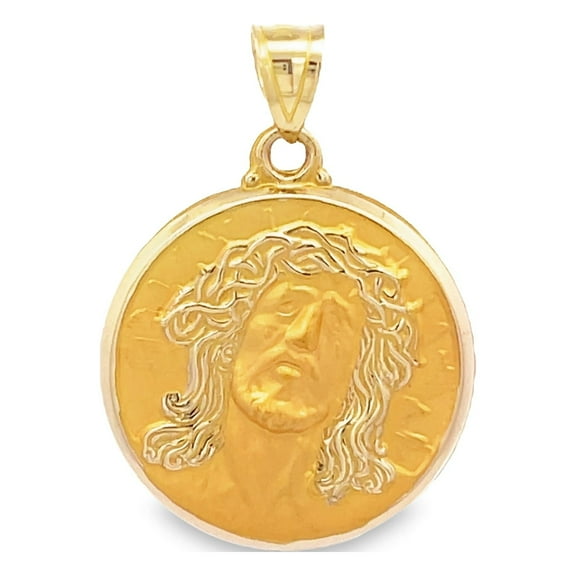 Brilliance Fine Jewelry 14KT Yellow Gold Round Jesus Religious Medal Pendant