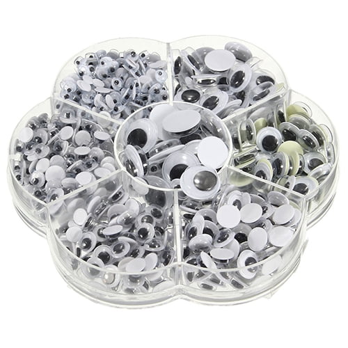 500Pcs/Box Mix 7 Sizes Self-Adhesive Round Googly Eyes for Doll Toy DIY Decor, As Shown 10216