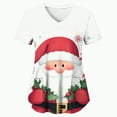 thumbnail image 4 of Towmus Christmas Scrub Tops Women Plus Size Scrub Shirt Nurse Uniforms Xmas Print V-Neck Tunic Tops with Pockets S-3XL, 4 of 5