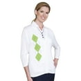 thumbnail image 1 of Monterey Club Women's Asymmetrical Argyle V-Neck Cardigan Sweater #6163, 1 of 2