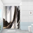 thumbnail image 2 of White Black Abstract Marble Stone Fabric Shower Curtain Ink Painting Gold Sand Waterproof Cloth Shower Curtains for Bathroom Modern Watercolor Decoration with Hooks 72x72 inches, 2 of 8