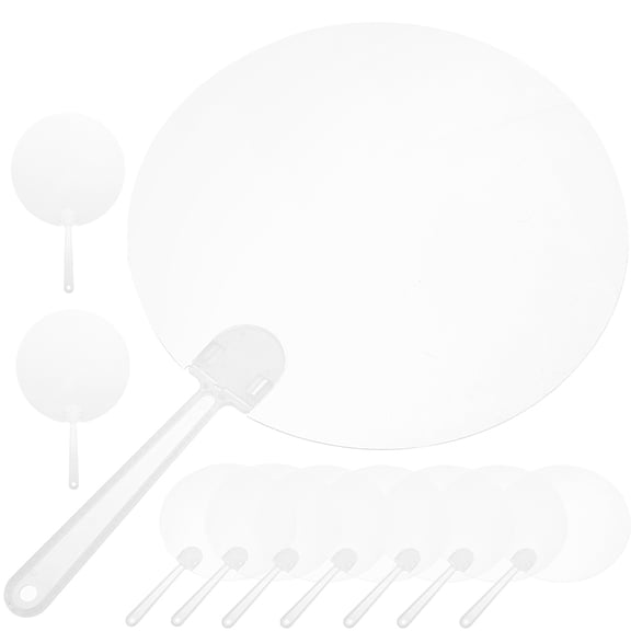 POPETPOP 10Pcs Lightweight Clear Round Hand Fans for Decorative Painting and Cooling