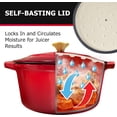 thumbnail image 4 of MÜELLERHOME Horno holandés de hierro fundido esmaltado de 4.5 cuartos, cacerola resistente y sartén para estofado con tapa y perilla de acero inoxidable, apto para horno hasta 500 °F y en todas las es, 4 of 5