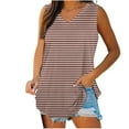 thumbnail image 2 of Tank Tops for Women under $5 Sleeveless V-Neck Stripe Basic Casual Flowy Summer T-Shirt Wine XL, 2 of 5