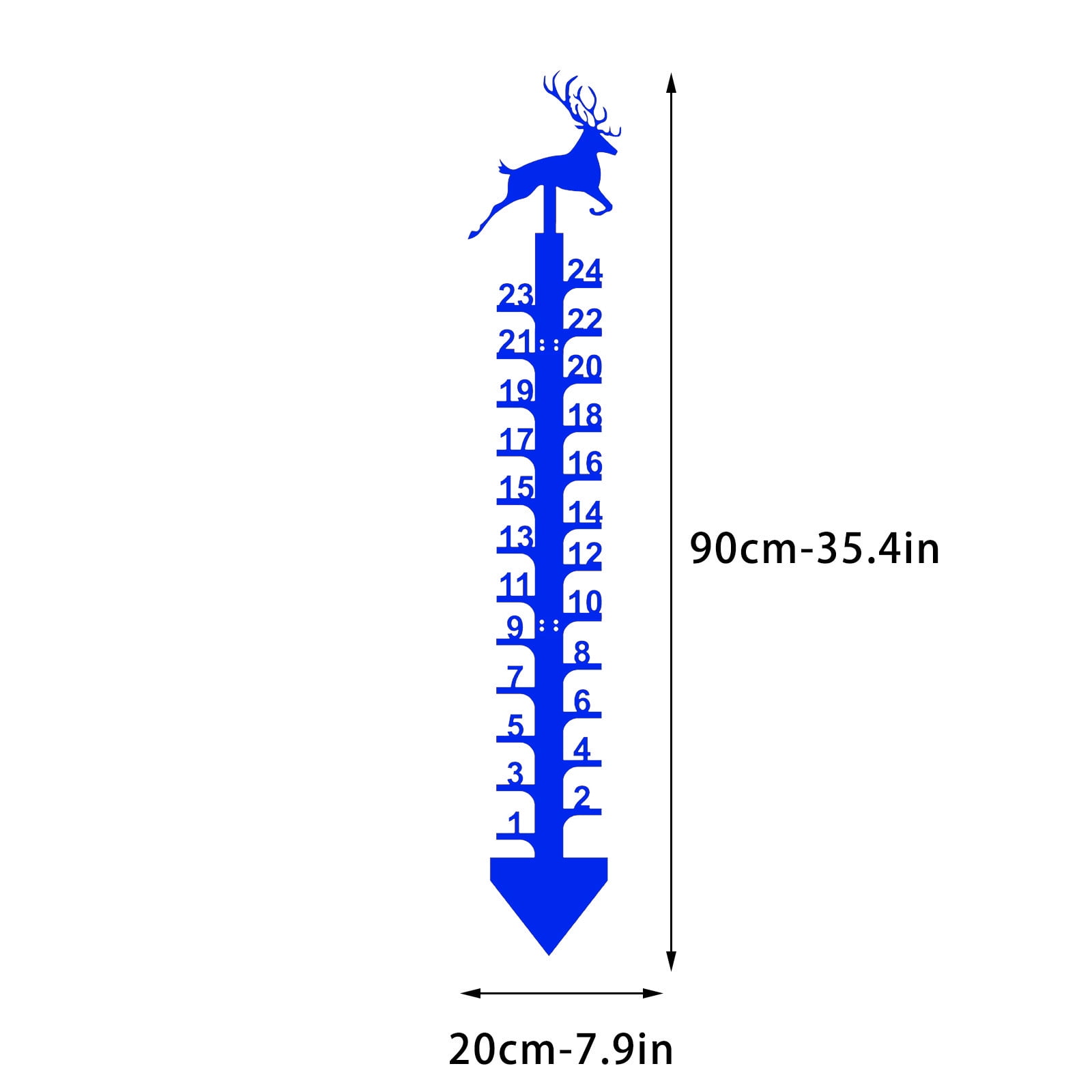 Forged Iron Deer Snowflake Ruler, Christmas Holiday Outdoor Rain and Snow Gauge, 24 Inch Decorative Metal Measuring Stake for Winter Yard and Garden