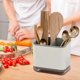 thumbnail image 2 of Estante para cubiertos, escurridor de cubiertos, caja para fregadero, soporte para palillos, cuchara, palillos, tenedor, escurridor, cesta, estante de almacenamiento, caja de almacenamiento - gris, 2 of 5