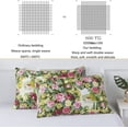 thumbnail image 3 of HANRU Floral Duvet Cover Set 100% Cotton Green Striped and Beige Bedding White Flower Branches Print 600 TC Soft Reversible Zipper Bed Cover & 2 Pillowcases，King/California King, 3 of 16