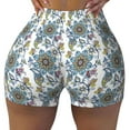 thumbnail image 2 of Haiem Flowers and Butterflies No Front Seam Biker Shorts for Women Yoga Workout Gym Bike Shorts with Tummy Control Moisture-Wicking-Medium, 2 of 9
