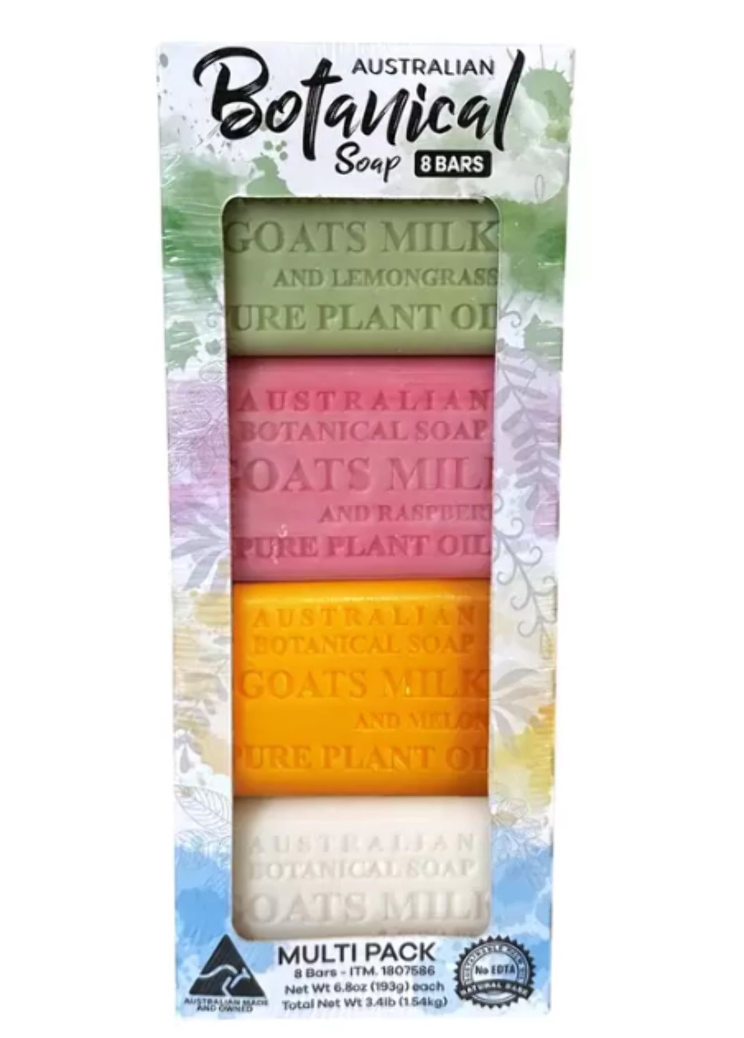 Australian Botanical Goats Milk, Pure Plant Oil Soaps, Variety (8 Count)