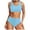 Light Blue womens swimsuits, variant on Summer Saving pimelu Bathing Suit for Women Bikini Set for Women Two Piece Swimsuits Bikini Swimsuits with Padded Solid High Waist Tummy Control Athletic Swimsuits Tankini