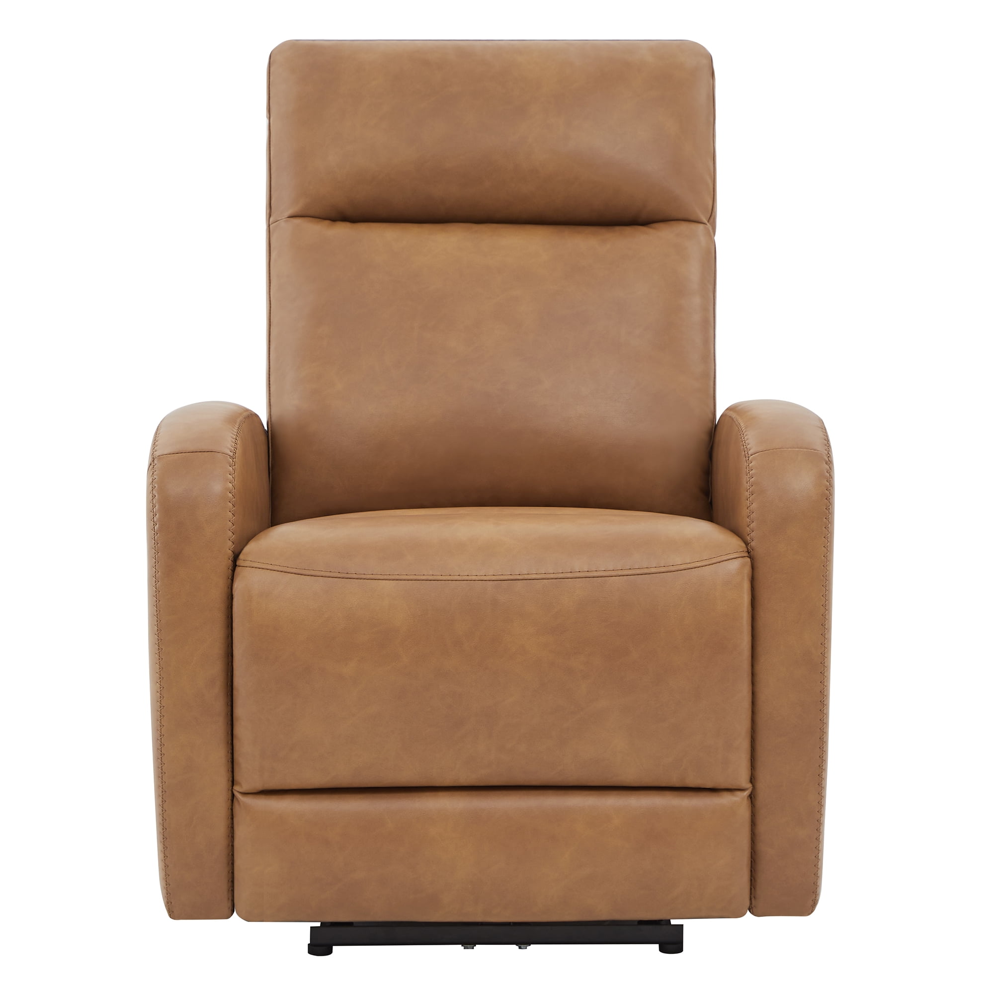 CHITA Electric Power Recliner, Zero Wall Hugger Recliners RV Recliners for Small Space Living Room, Faux Leather Single Sofa Chair with Adjustable Headrest USB&Type-C Charge, Cognac Brown