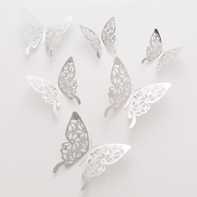 Pegatinas de pared con simulación de mariposa en estéreo 3D, decoración de pared para sala de estar, pegatinas huecas, diseño de festival, pegatinas creativas de dibujos animados