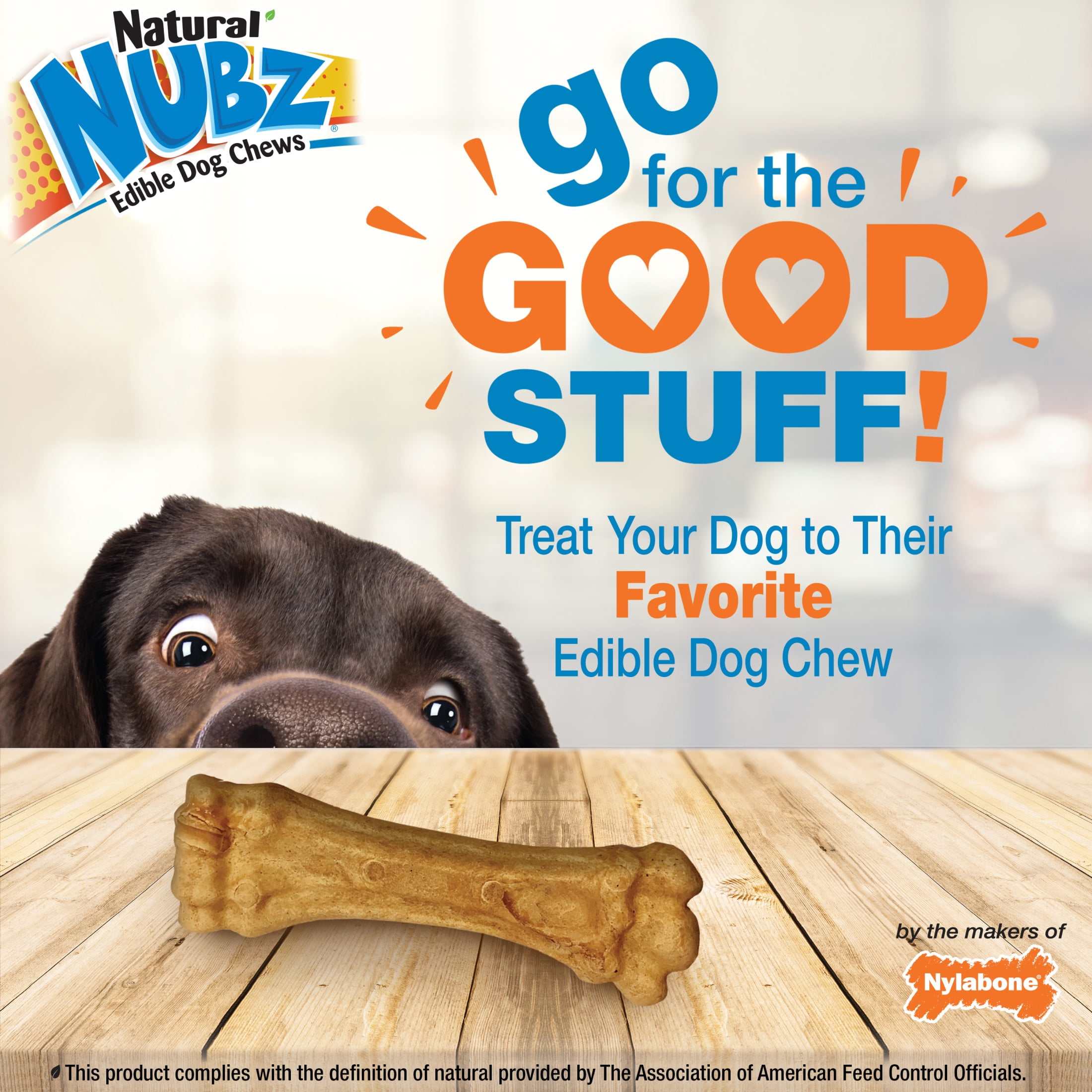 Nylabone Nubz Natural Dog Treats for Large Dogs, Peanut Butter Flavor Dog Bones, Jumbo - Up to 50 lbs., 5.7 oz Pack, 2 Count