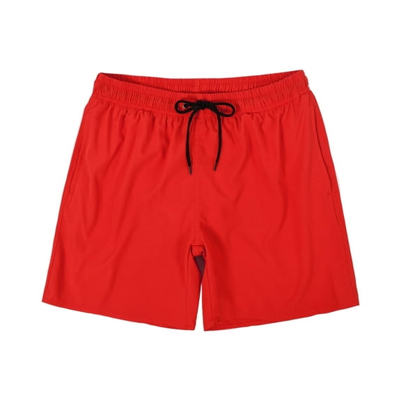 MADHERO Men's Swim Trunks with Mesh Liner Quick Dry Swimwear Bathing Suit Red Size L