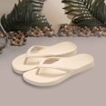 thumbnail image 4 of Lightweight Non Slip Flip Flops for Womens Open Toe Quick Drying Shower Sandals Low Platform Beach Thong Slides Beige Size 7, 4 of 5