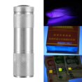 thumbnail image 4 of Lampe de Poche Mini UV LED Torche Argentée Compacte 9-Ampoules 365-400nm pour Détection de Fluorescence, 4 of 8