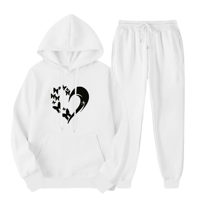 DecSea Two Piece Outfits Sweatsuits for Women Set Printed Hoodie and Sweatpants Set Jogging Suits with Kangaroo Pockets