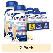 (2 pack) Ensure Plus Meal Replacement Nutrition Shake, Vanilla, 16g Protein, 8 fl oz - 6 Pack